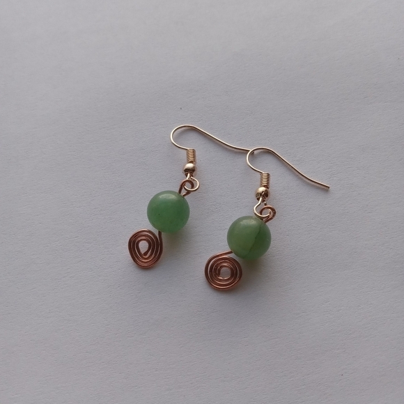 Hand Crafted Jewelry - Aventurine stone wire wrapped earrings